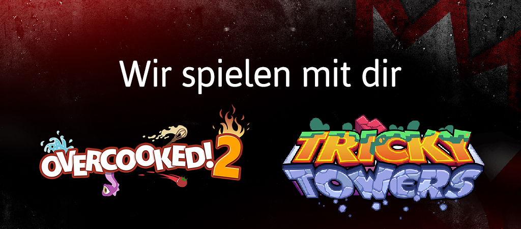 Logos von Overcooked! 2 und Tricky Towers