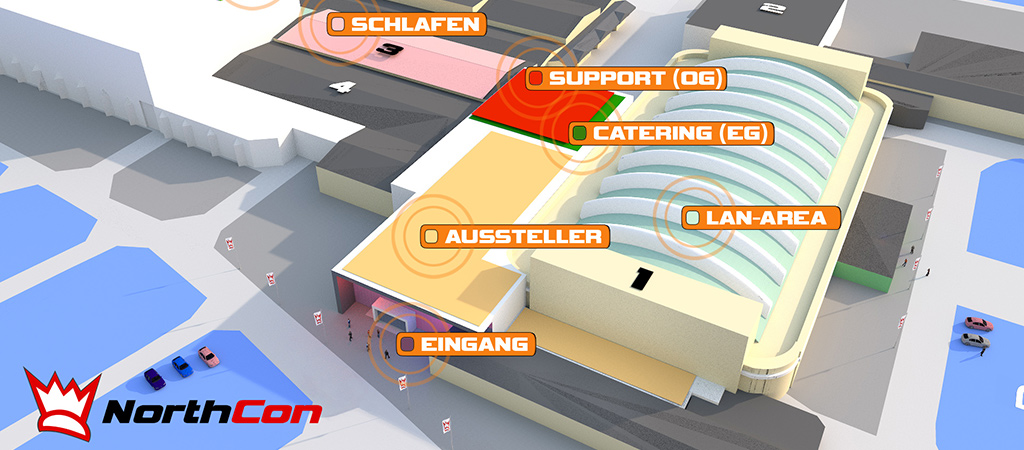 Die Hallenaufteilung der NorthCon 2018